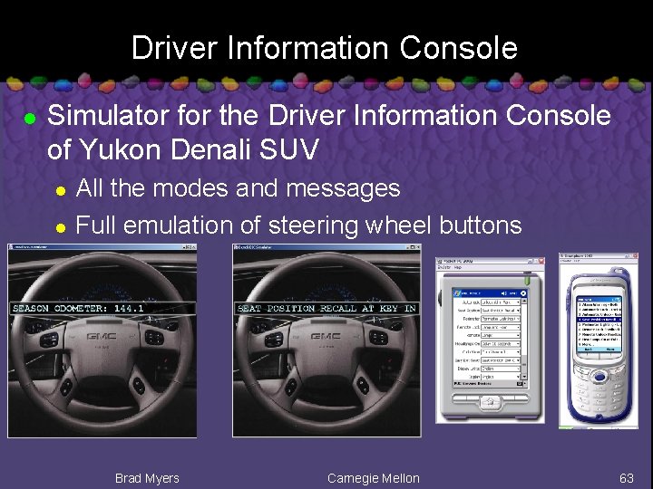 Driver Information Console l Simulator for the Driver Information Console of Yukon Denali SUV