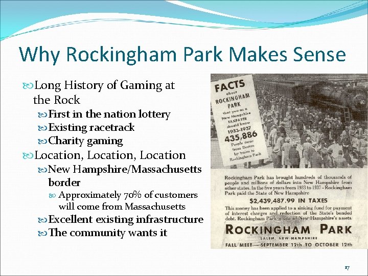 Why Rockingham Park Makes Sense Long History of Gaming at the Rock First in Why Rockingham Park Makes Sense Long History of Gaming at the Rock First in