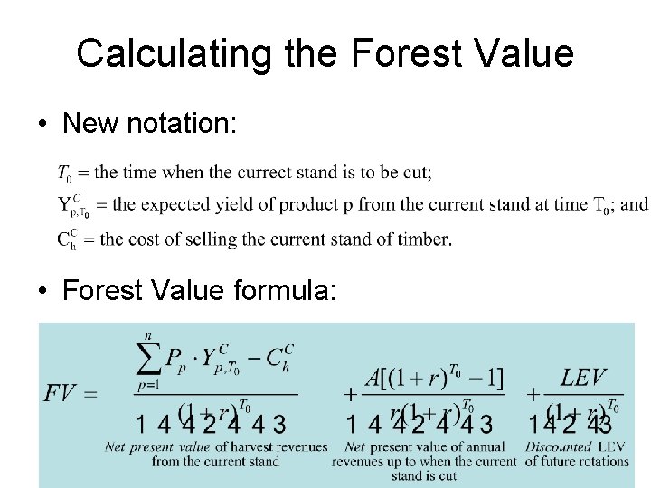 Calculating the Forest Value • New notation: • Forest Value formula: 