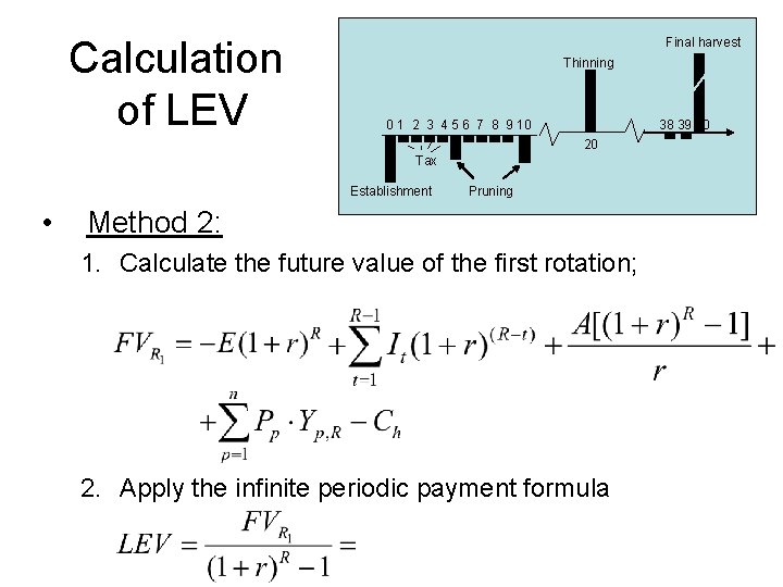 Calculation of LEV Final harvest Thinning 0 1 2 3 4 5 6 7