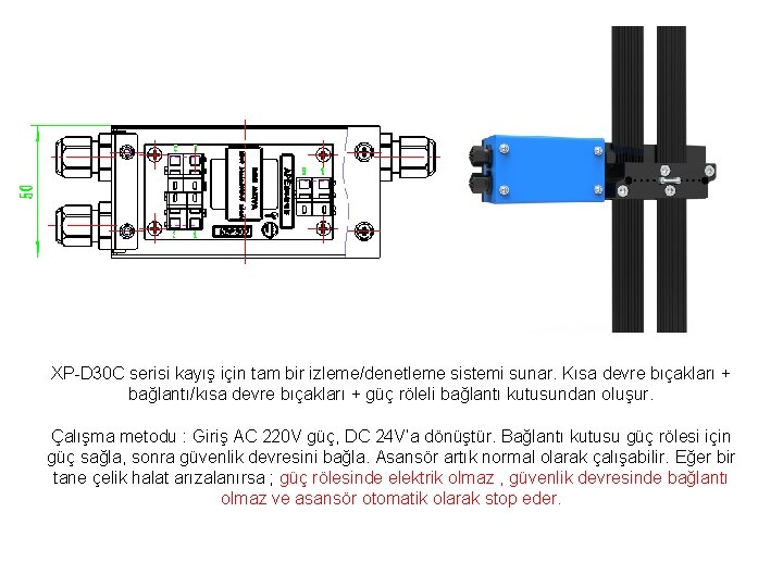 XP-D 30 C serisi kayış için tam bir izleme/denetleme sistemi sunar. Kısa devre bıçakları