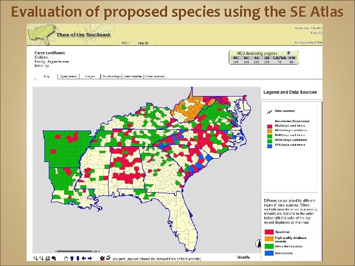 Evaluation of proposed species using the SE Atlas 