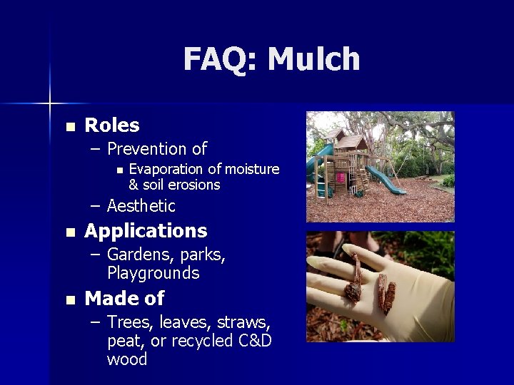 FAQ: Mulch n Roles – Prevention of n Evaporation of moisture & soil erosions