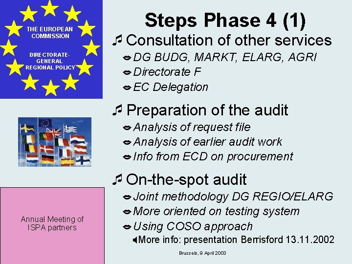 THE EUROPEAN COMMISSION DIRECTORATEGENERAL REGIONAL POLICY Steps Phase 4 (1) ¯Consultation of other services