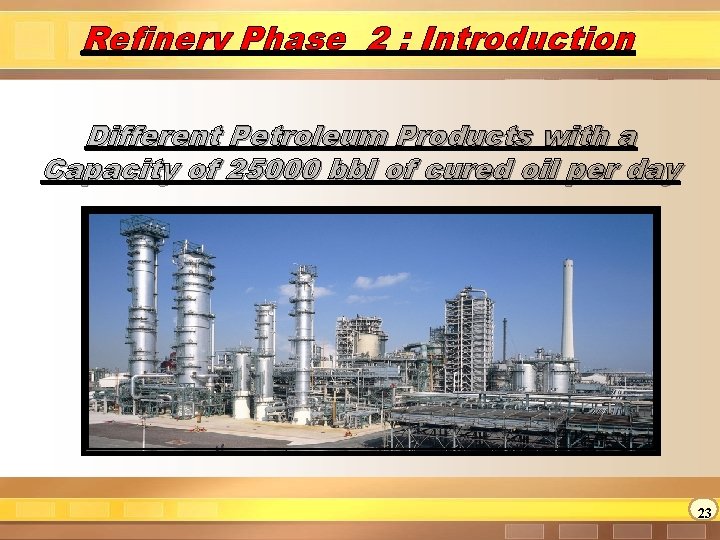 Refinery Phase 2 : Introduction Different Petroleum Products with a Capacity of 25000 bbl