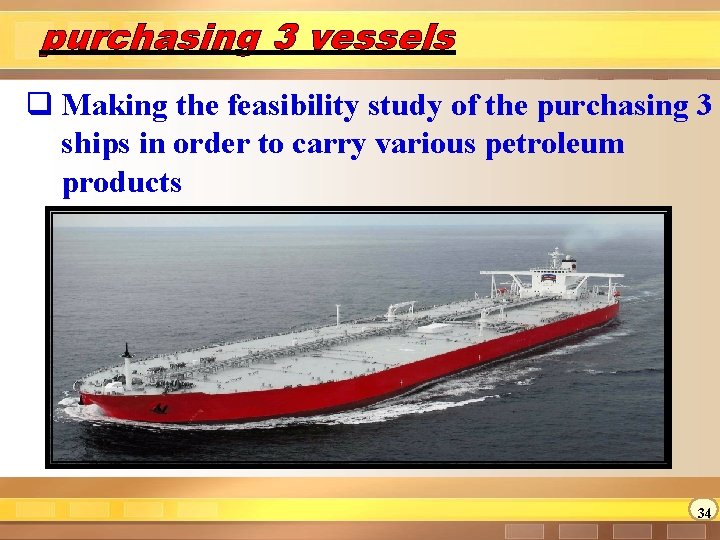 purchasing 3 vessels q Making the feasibility study of the purchasing 3 ships in purchasing 3 vessels q Making the feasibility study of the purchasing 3 ships in