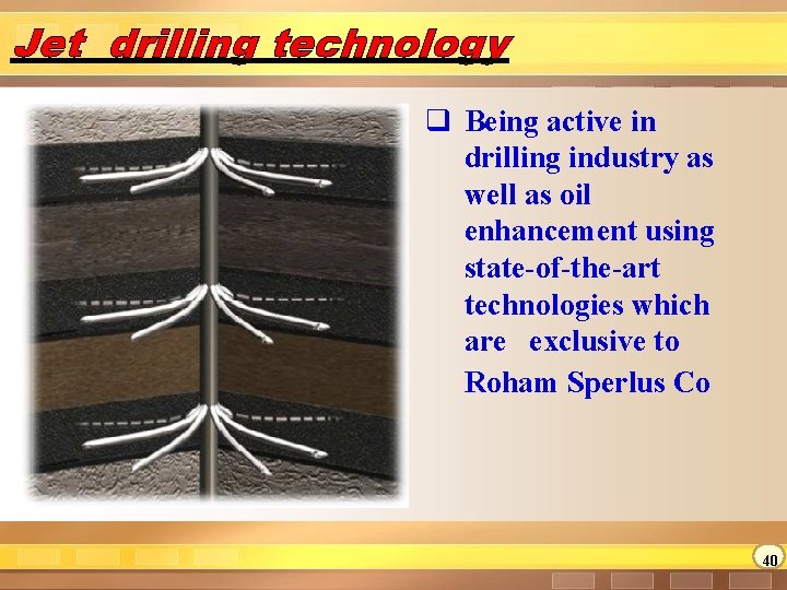 Jet drilling technology q Being active in drilling industry as well as oil enhancement