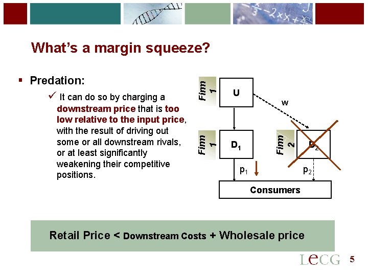 5 U D 1 w Firm 2 downstream price that is too low relative 5 U D 1 w Firm 2 downstream price that is too low relative