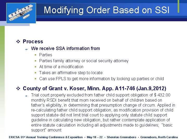 E R I C S Modifying Order Based on SSI A v Process We E R I C S Modifying Order Based on SSI A v Process We