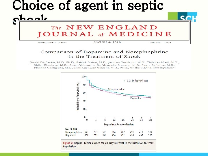 Choice of agent in septic shock 