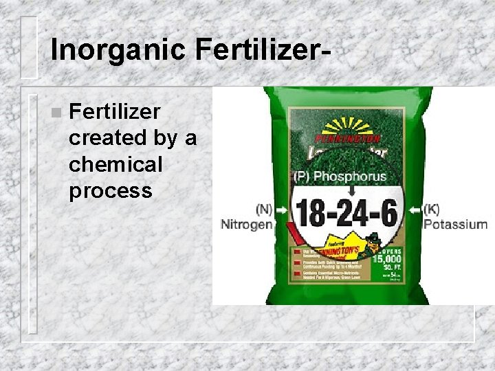 Inorganic Fertilizern Fertilizer created by a chemical process 