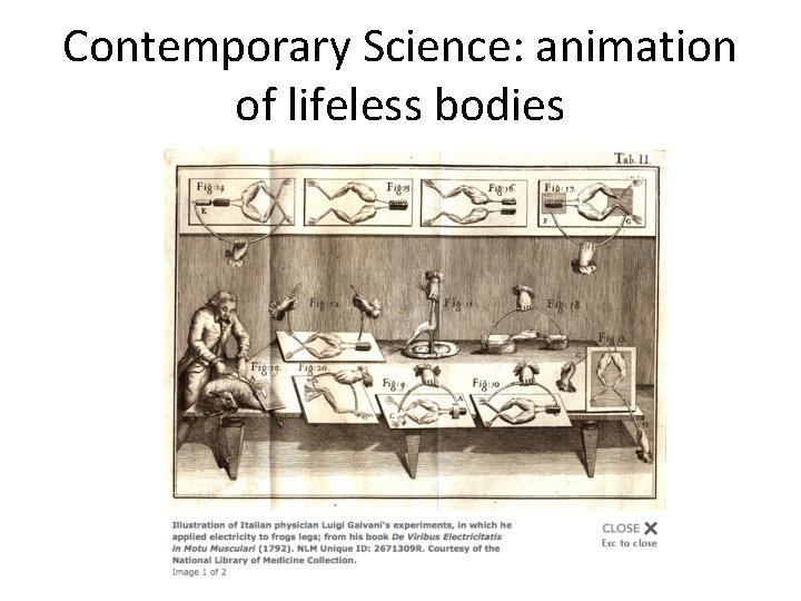 Contemporary Science: animation of lifeless bodies 