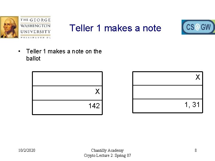 Teller 1 makes a note • Teller 1 makes a note on the ballot