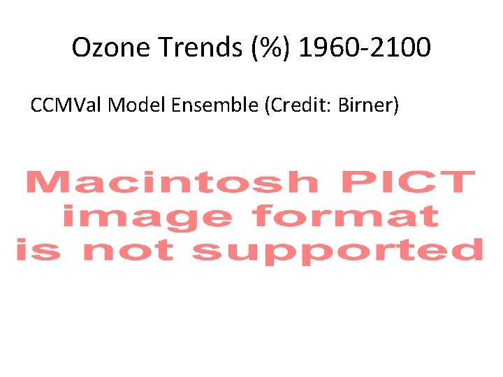 Ozone Trends (%) 1960 -2100 CCMVal Model Ensemble (Credit: Birner) 