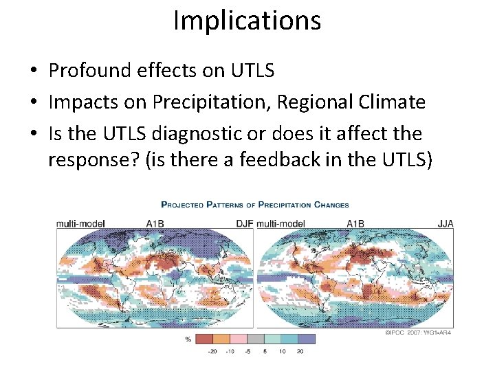 Implications • Profound effects on UTLS • Impacts on Precipitation, Regional Climate • Is