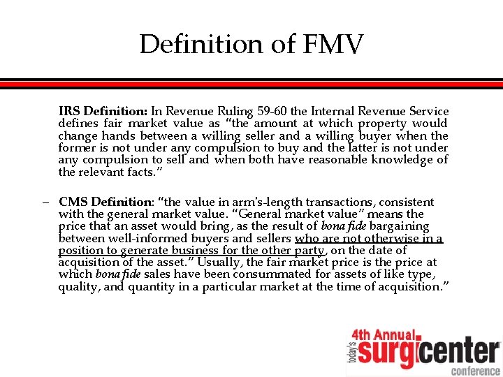 Definition of FMV IRS Definition: In Revenue Ruling 59 -60 the Internal Revenue Service