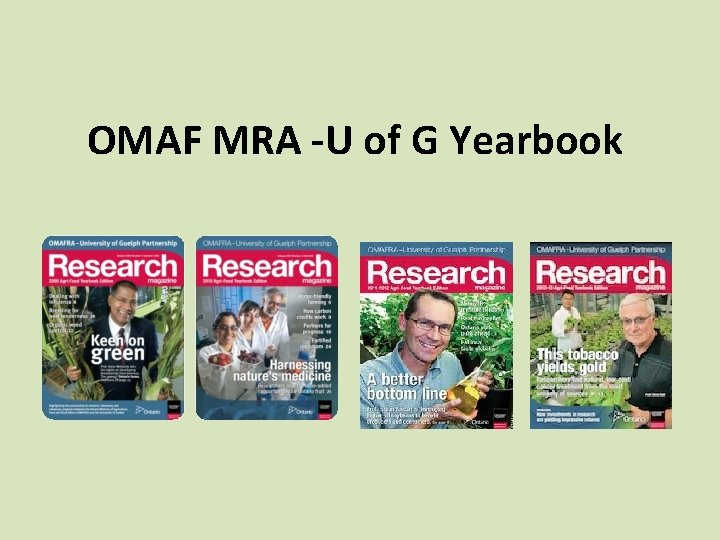 OMAF MRA -U of G Yearbook 
