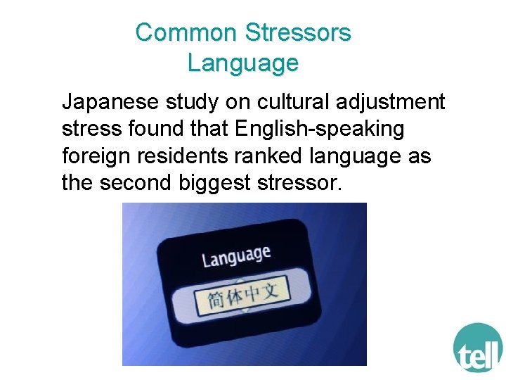 Common Stressors Language Japanese study on cultural adjustment stress found that English-speaking foreign residents