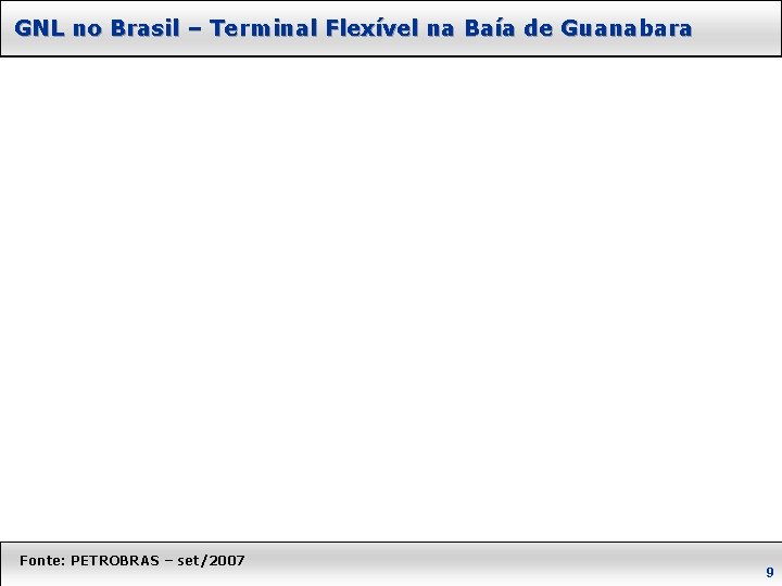 GNL no Brasil – Terminal Flexível na Baía de Guanabara Fonte: PETROBRAS – set/2007