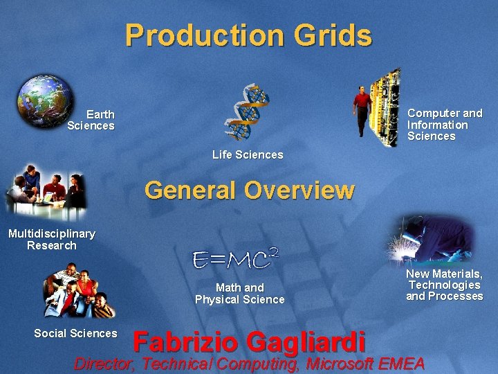 Production Grids Computer and Information Sciences Earth Sciences Life Sciences General Overview Multidisciplinary Research