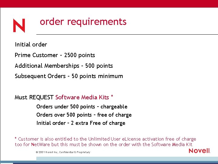 order requirements Initial order Prime Customer – 2500 points Additional Memberships – 500 points