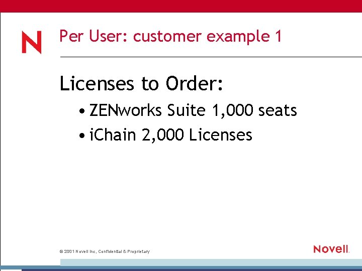 Per User: customer example 1 Licenses to Order: • ZENworks Suite 1, 000 seats