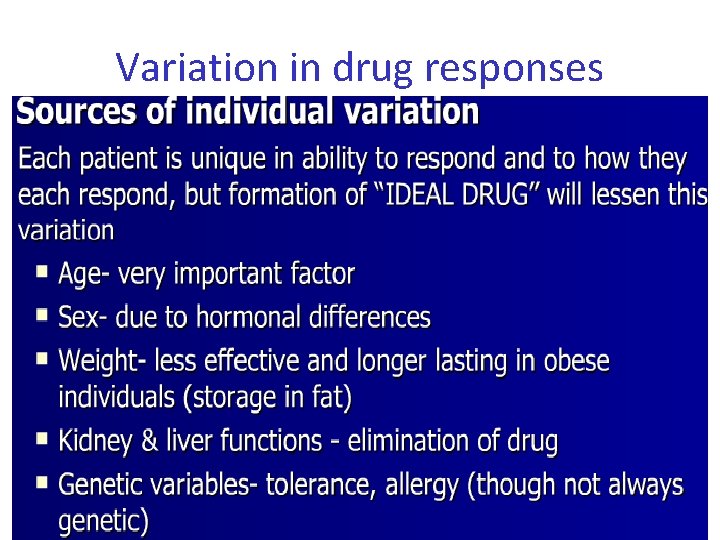 Variation in drug responses 