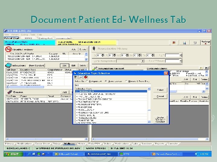 Document Patient Ed- Wellness Tab 