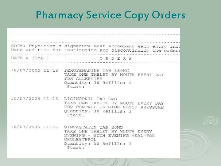 Pharmacy Service Copy Orders 