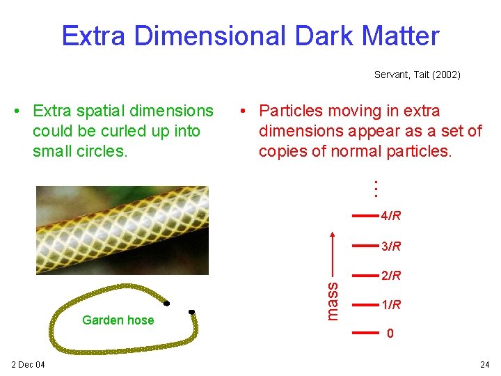 Extra Dimensional Dark Matter Servant, Tait (2002) • Particles moving in extra dimensions appear