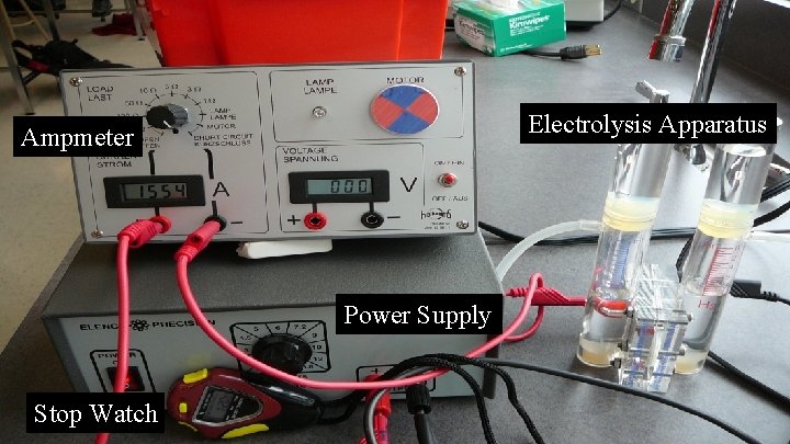 Electrolysis Apparatus Ampmeter Power Supply Stop Watch 
