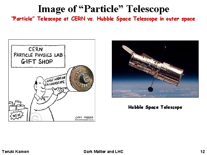 Image of “Particle” Telescope at CERN vs. Hubble Space Telescope in outer space Hubble