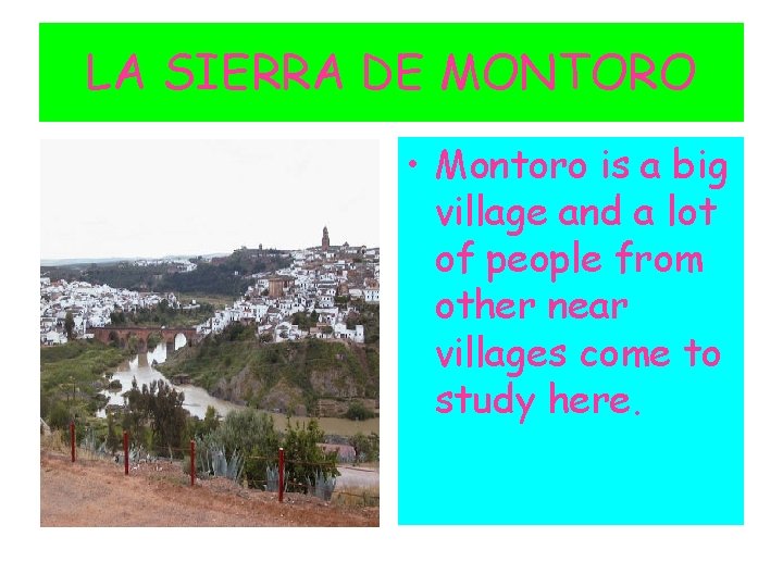 LA SIERRA DE MONTORO • Montoro is a big village and a lot of