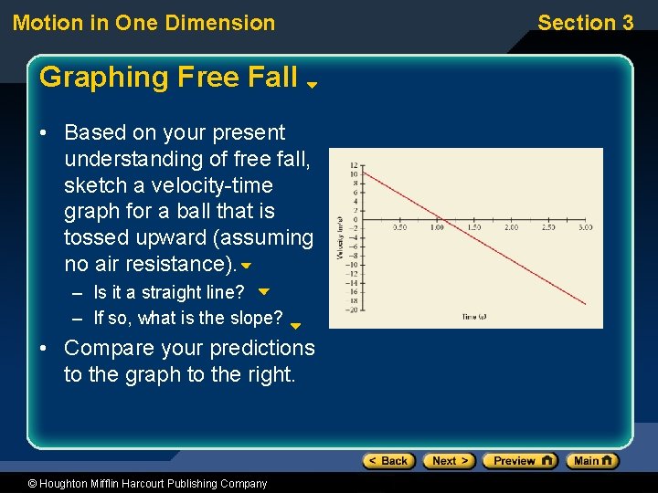 Motion in One Dimension Graphing Free Fall • Based on your present understanding of Motion in One Dimension Graphing Free Fall • Based on your present understanding of