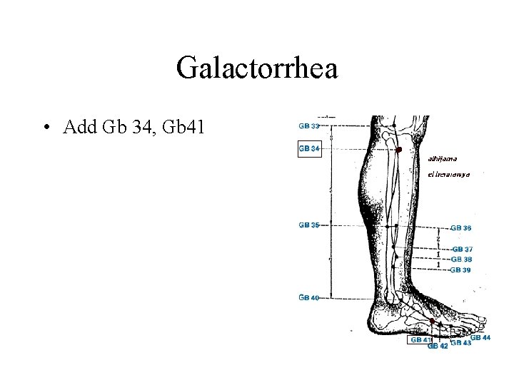 Galactorrhea • Add Gb 34, Gb 41 