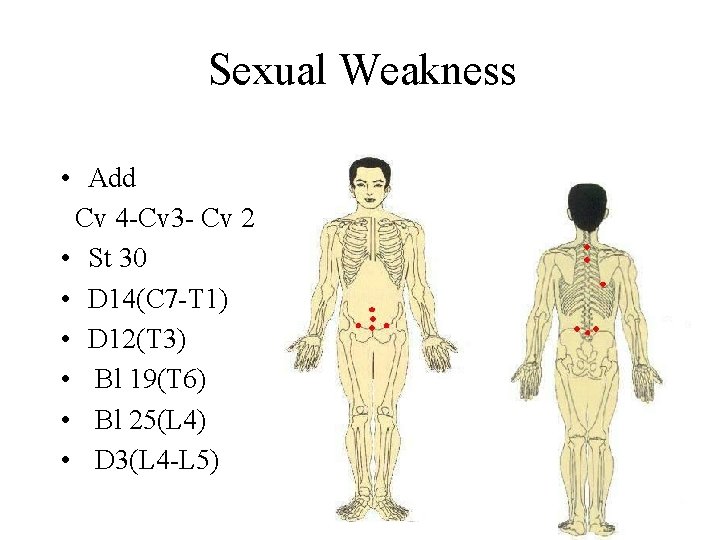  Sexual Weakness • Add Cv 4 -Cv 3 - Cv 2 • St