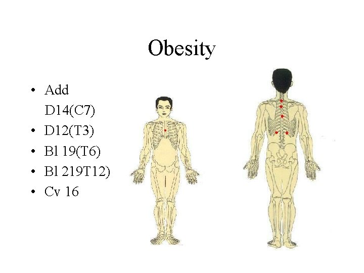 Obesity • Add D 14(C 7) • D 12(T 3) • Bl 19(T 6)