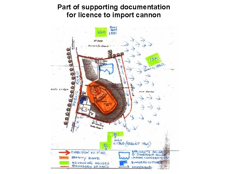 Part of supporting documentation for licence to import cannon 