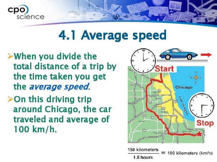 4. 1 Average speed ØWhen you divide the total distance of a trip by