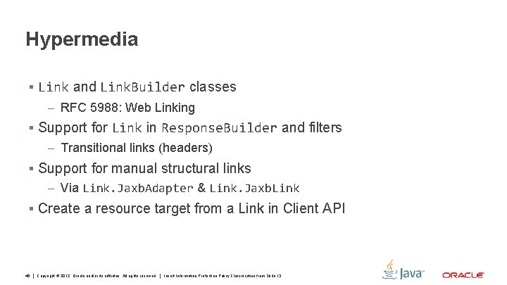 Hypermedia § Link and Link. Builder classes – RFC 5988: Web Linking § Support