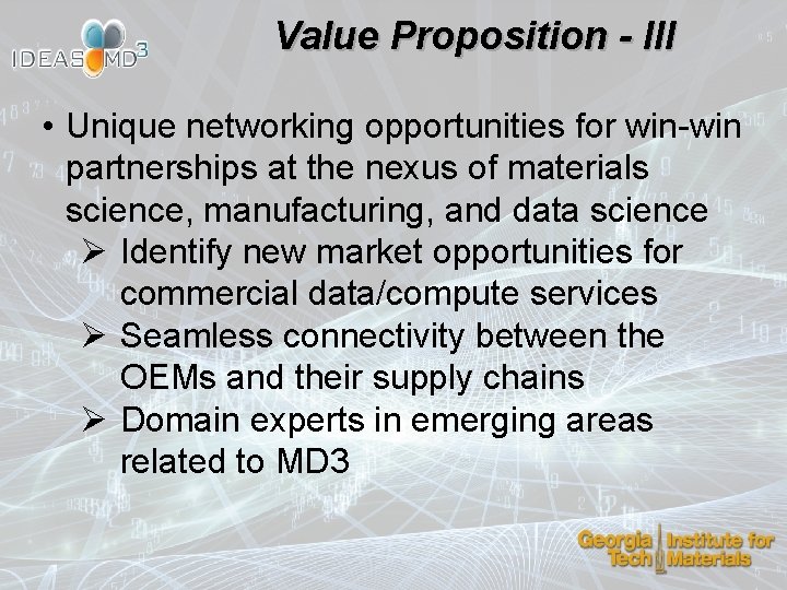 Value Proposition - III • Unique networking opportunities for win-win partnerships at the nexus