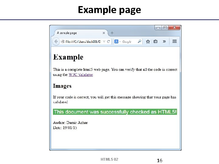 Example page HTML 5 02 16 