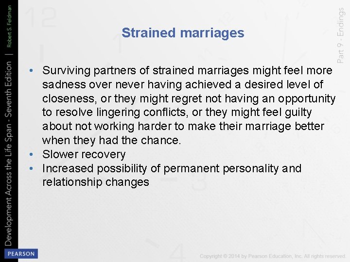 Strained marriages • Surviving partners of strained marriages might feel more sadness over never
