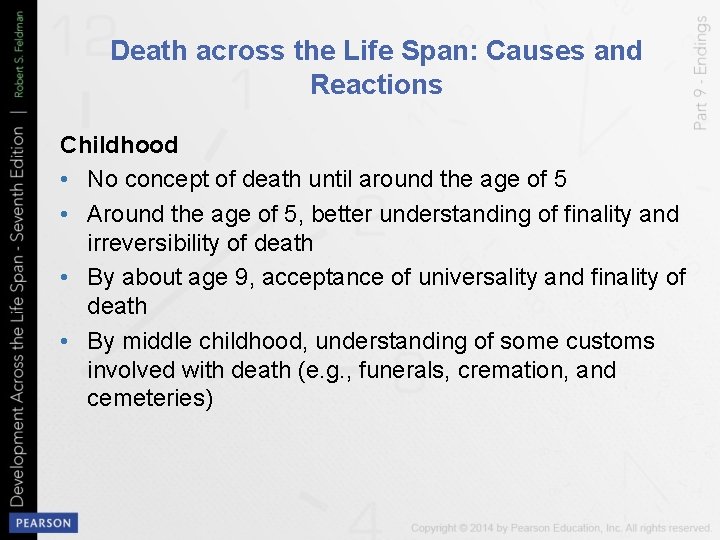 Death across the Life Span: Causes and Reactions Childhood • No concept of death