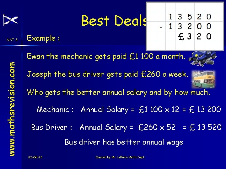 Best Deals NAT 3 £ 3 2 0 Example : www. mathsrevision. com Ewan