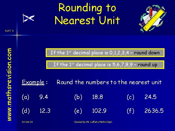 Rounding to Nearest Unit www. mathsrevision. com NAT 3 If the 1 st decimal