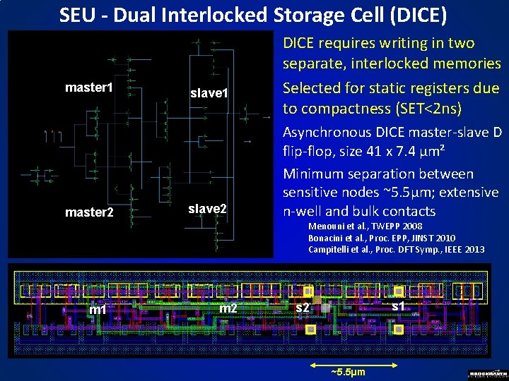 SEU - Dual Interlocked Storage Cell (DICE) master 1 master 2 slave 1 slave