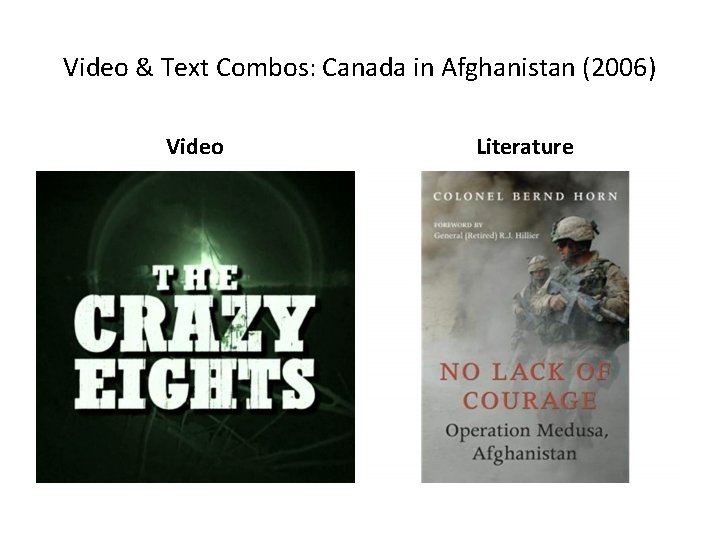 Video & Text Combos: Canada in Afghanistan (2006) Video Literature 