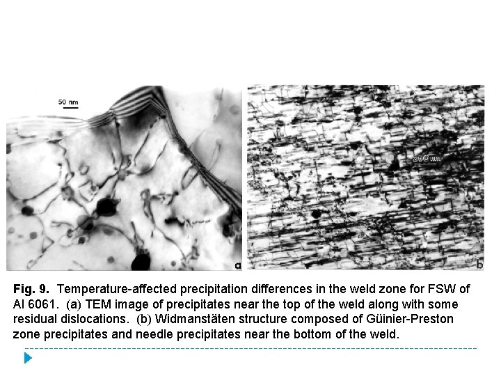 Fig. 9. Temperature affected precipitation differences in the weld zone for FSW of Al