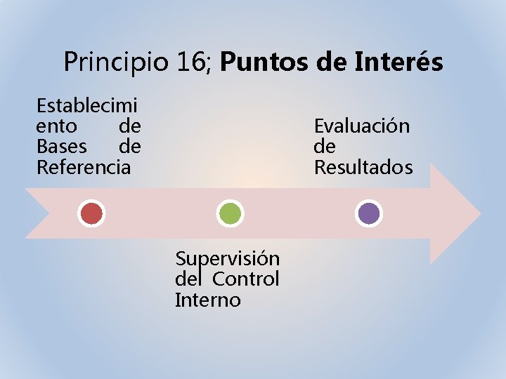 Principio 16; Puntos de Interés Establecimi ento de Bases de Referencia Evaluación de Resultados